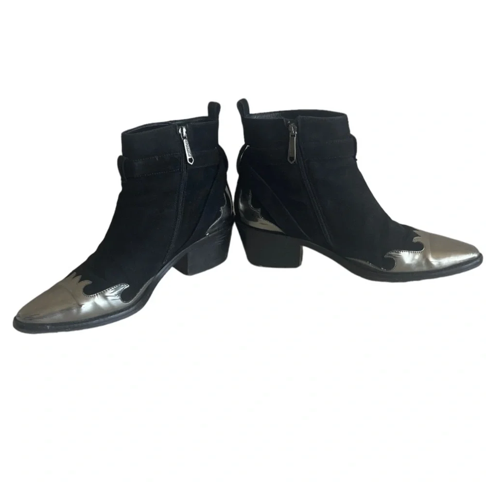 PINKO Cowgirl Western boots women’s black ankle boots GC suede they fit 9 - Picture 7 of 15